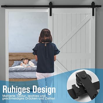 YRHome 366 cm Sliding Door System Sliding Door Fitting Rail Wooden Door Sliding Doors Black Max. Load 130 kg Metal Doors Wooden Door Sliding Door Accessory Sliding Doors Interior Doors for 35 mm - 45 mm Thickness