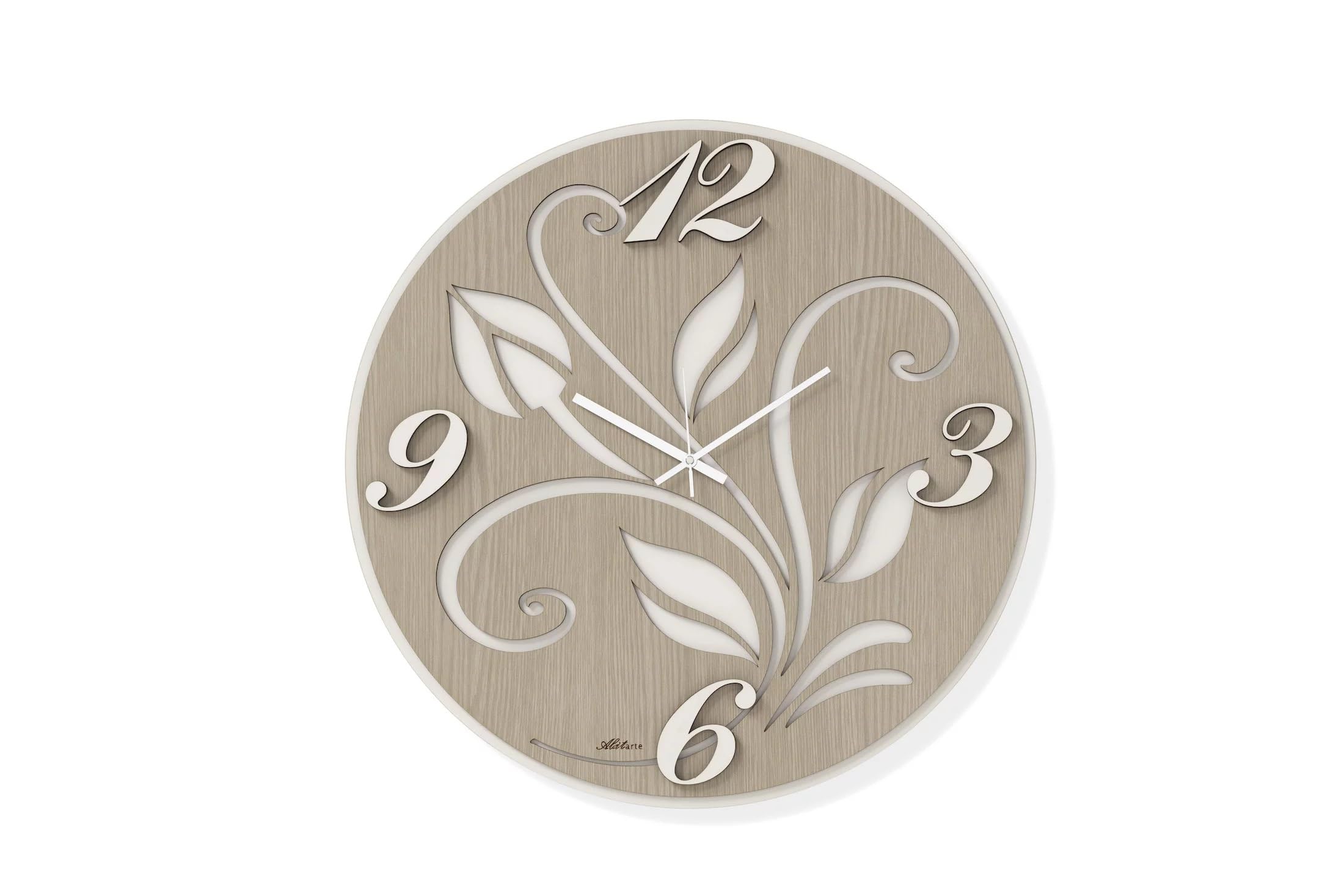 Horloge murale moderne en bois clair et blanc Generico AB010