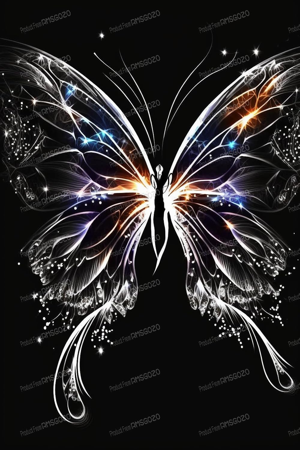 RMSGOZO Luminous Butterfly Diamond Painting Kits for Adults Kids 20X24 Inch - Butterfly Diamond Painting, 5D Full Circle Diamond Cross Stitch Kits for Home Decor Badroom Decor Gifts