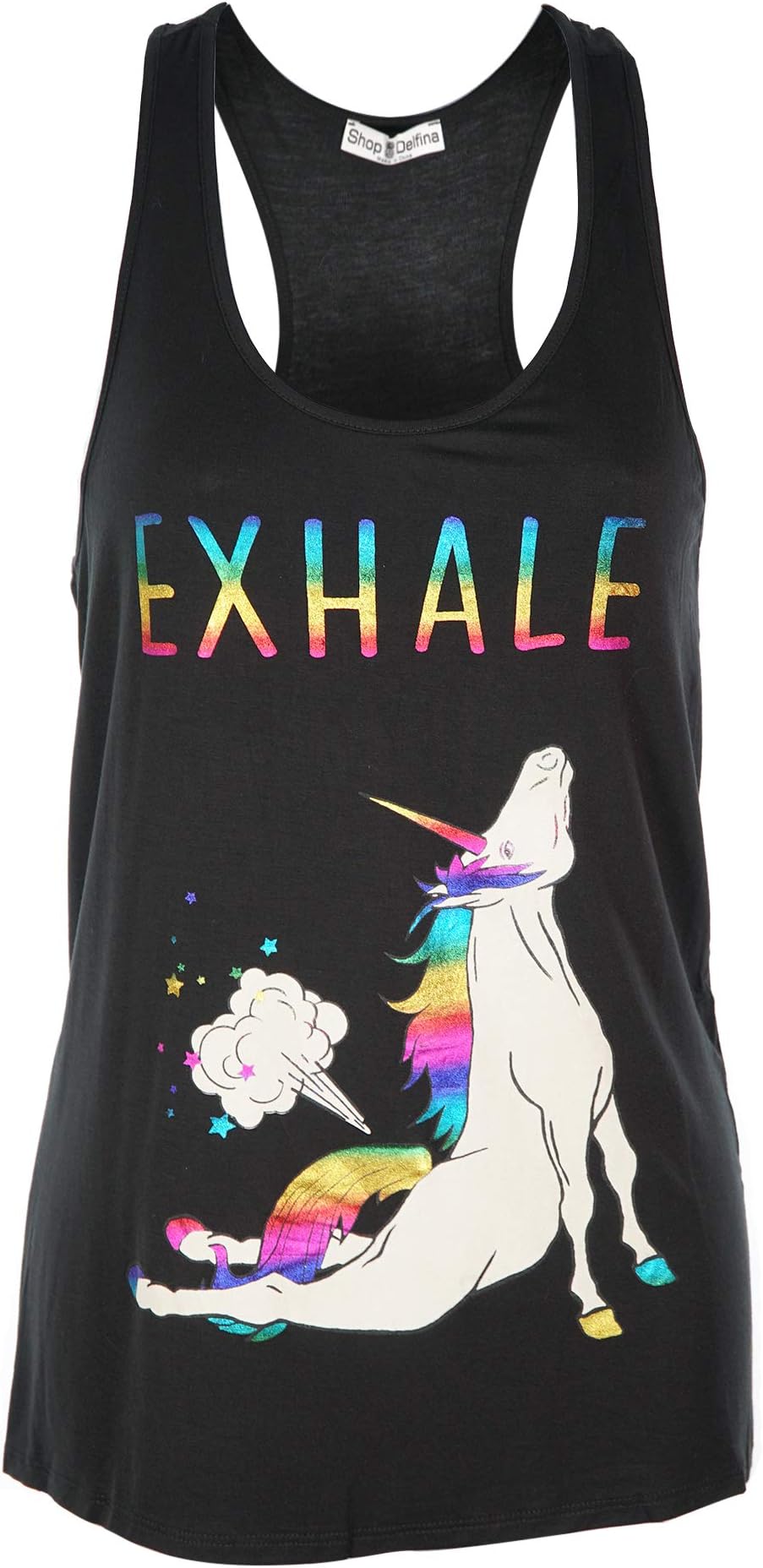 Unicorn Yoga Fart Cobra Pose Rainbow Exhale Funny Women's Tank Top