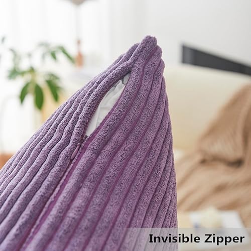 Miniatura 5 de Home Brilliant Funda de almohada cuadrada de 20 x 20 pulgadas, funda de almohada de pana suave a rayas para silla, banco, patio, porche, balcón, 20