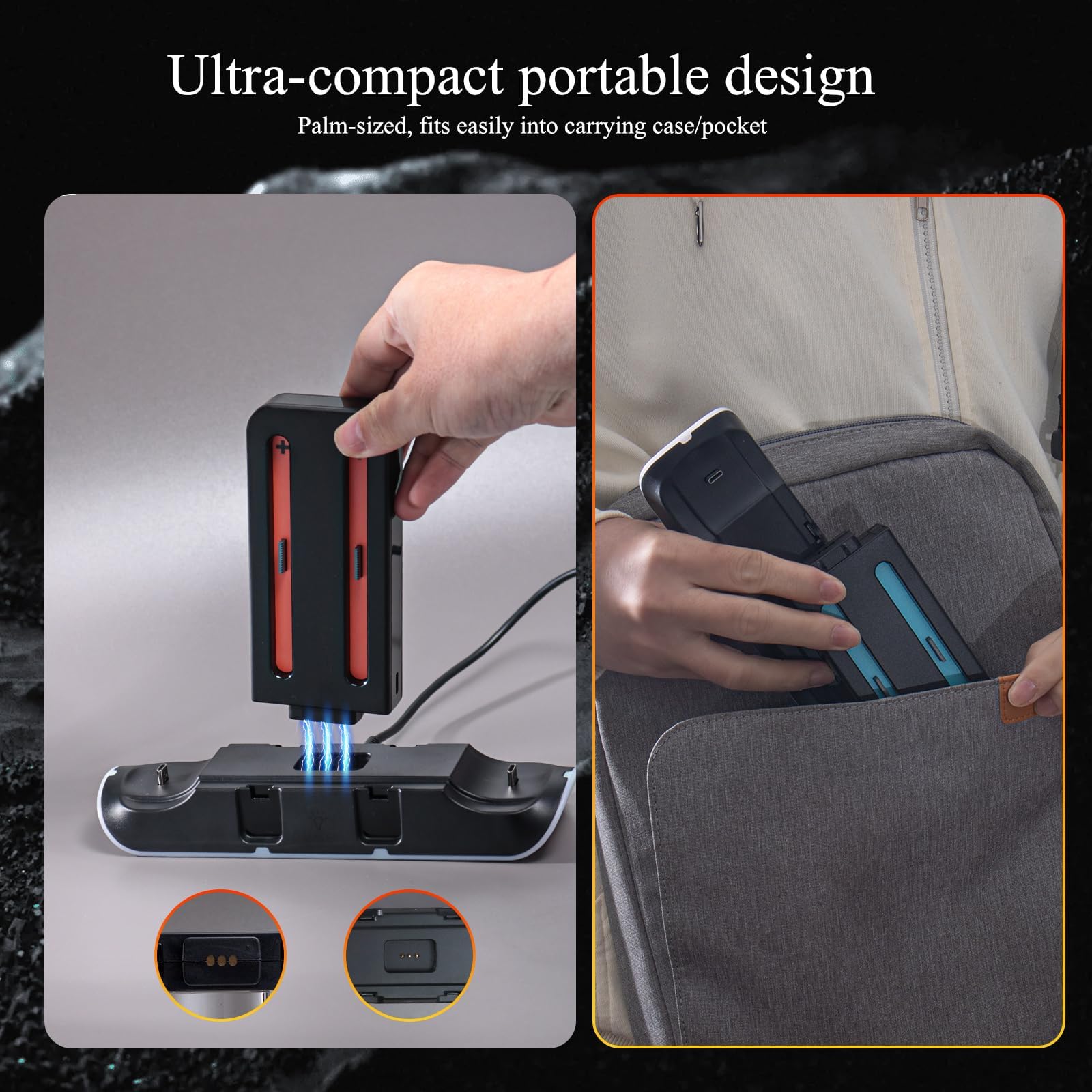 Switch 2 Controller Charger Dock – Charge 4 Joy-Cons & 2 Pro Controllers – Fast Charging RGB Station with LED Indicators & Touch Control – Compatible with Nintendo Switch 2/1/OLED — view 8