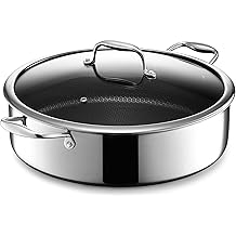 HexClad Hybrid Nonstick 7-Quart Saut&eacute; Pan with Tempered Glass Lid, Chicken Fryer, Stay-Cool Handles, Dishwasher-Friendly, Oven-Safe Up to 900&deg;F, Induction Ready, Compatible with All Cooktops