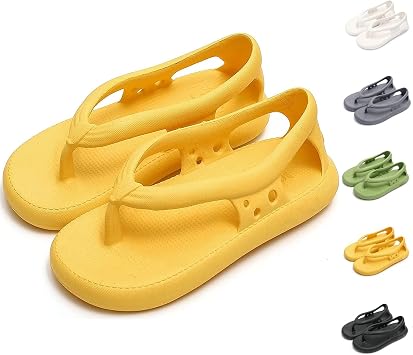 Summer new beach non-slip flip flops,Unisex Comfort Thick Sole Non Slip Quick-Dry Flip-Flop 36-37, Yellow