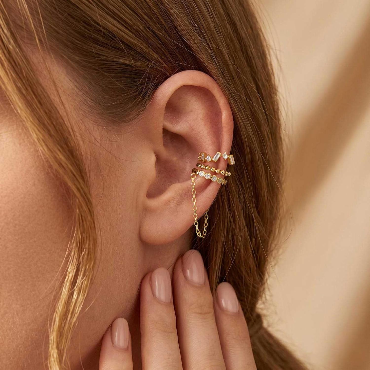 XIXINI Ear Cuff Earrings for Women Trendy,14K Gold Plated Clip On Cartilage Earrings Set Hypoallergenic Cuff Earrings Stack Dainty Ear Cuffs Non Piercing Gold Clip On Earrings Non Tarnish Jewelry