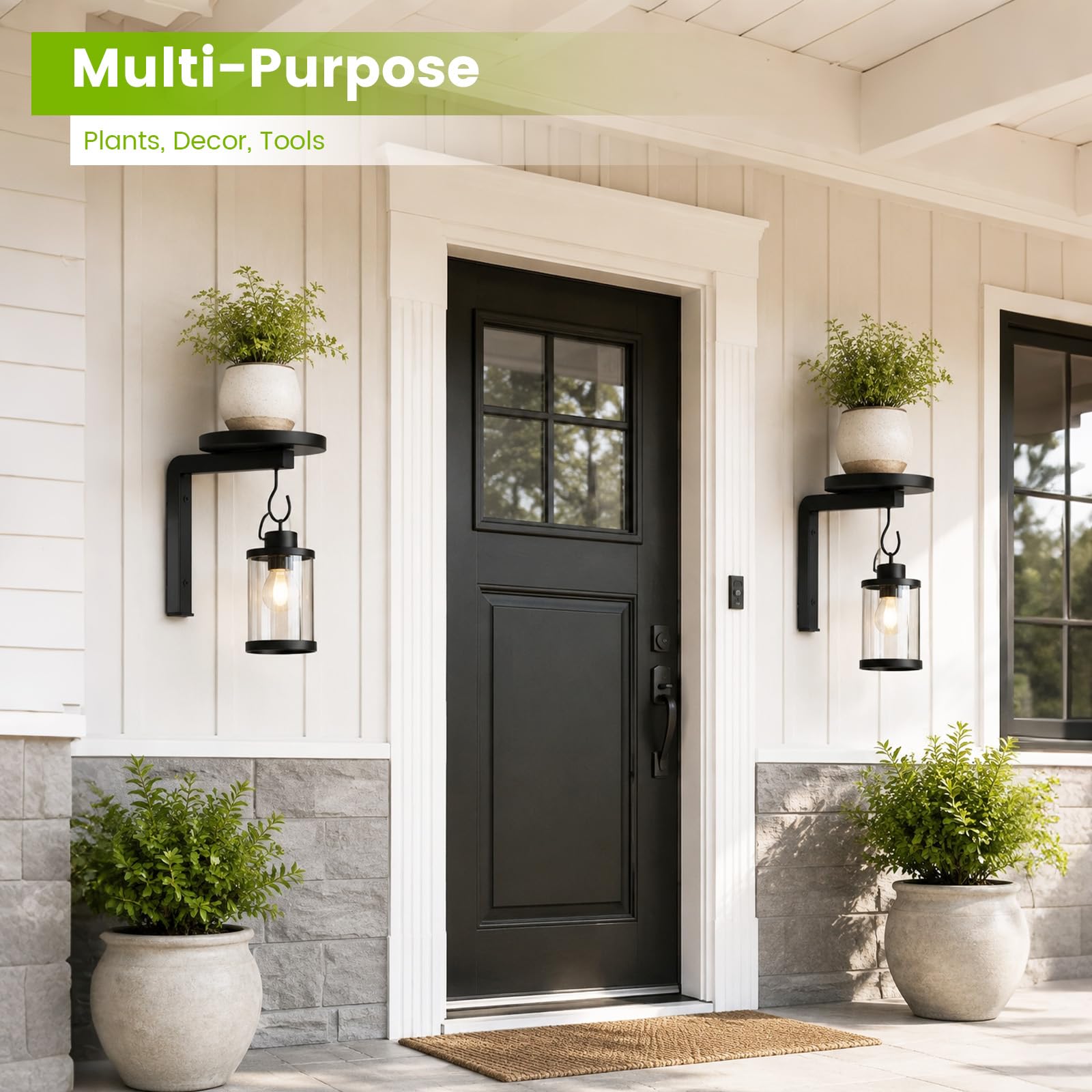 Lot de 3 supports muraux pour plantes - En métal - Avec crochets - Pour l'intérieur et l'extérieur - Étagère à plantes haute, à plusieurs étages - Pour balcon, salon, terrasse