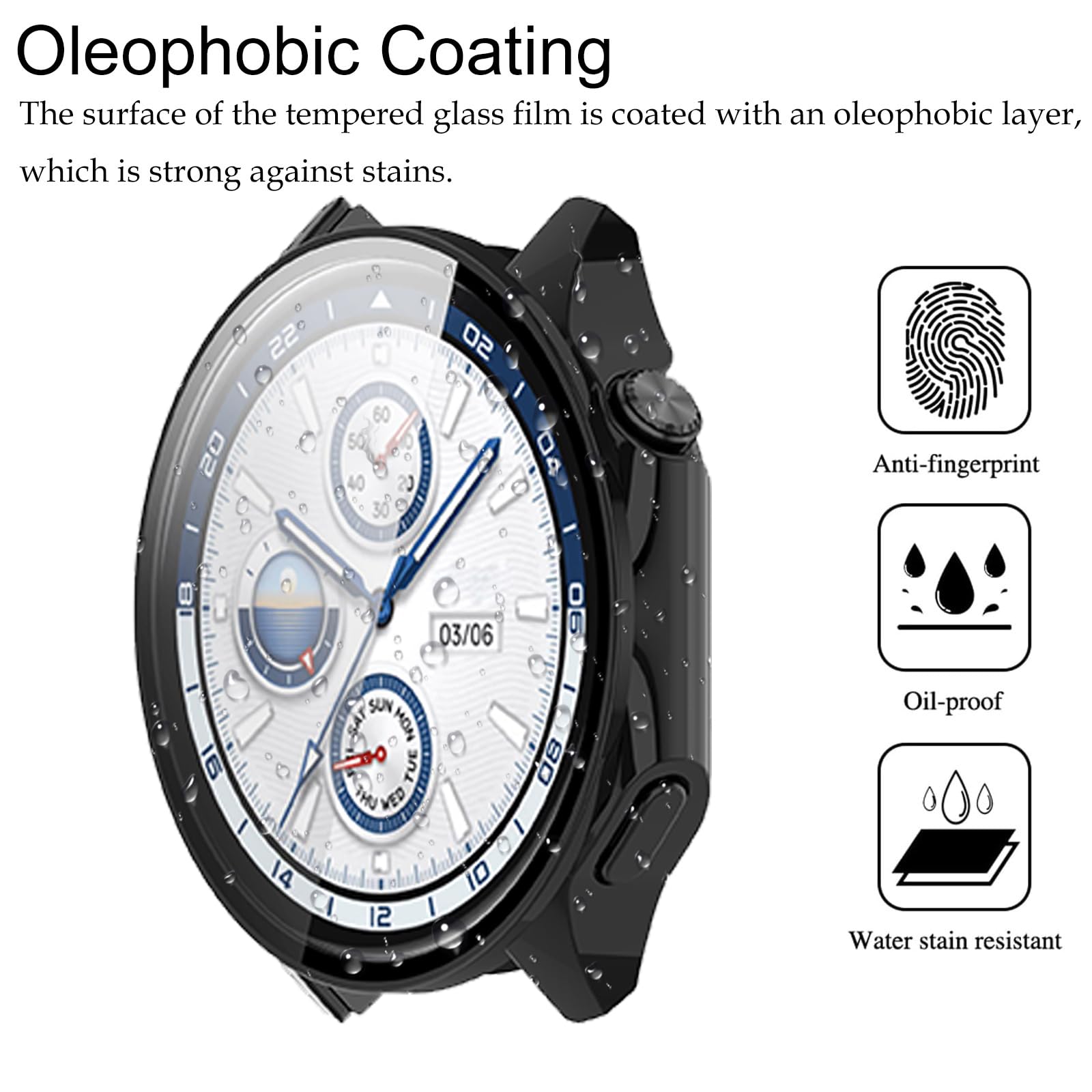 KZIOACSH Case with Tempered Glass for OnePlus Watch 2/Oppo Watch X - Image 4