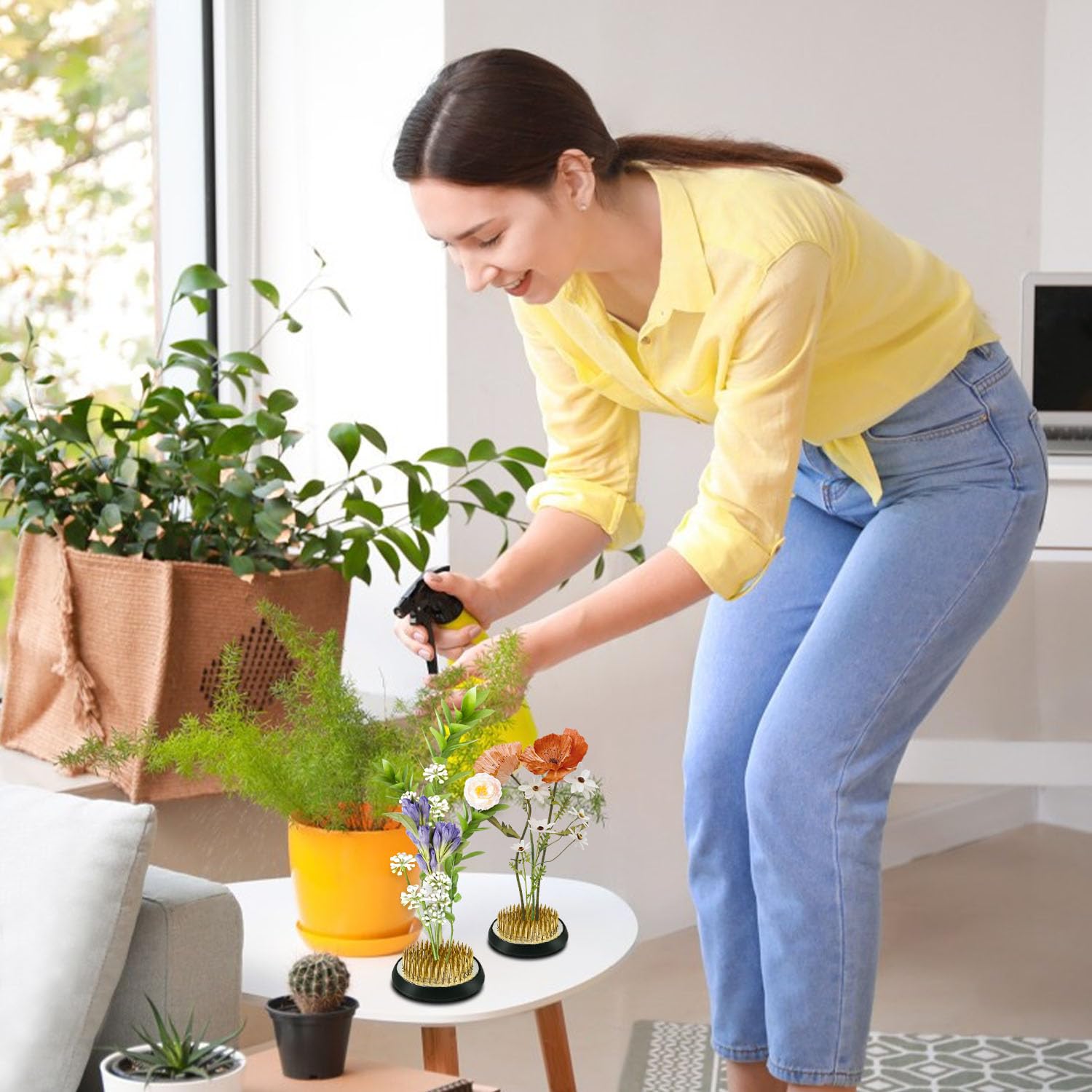 Portafiori A Spilli - 4 Pezzi Per Ikebana, Con Base Antiscivolo In Ottone - Foto 6