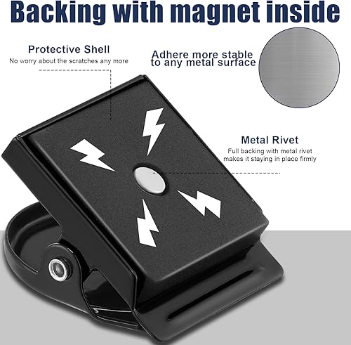 Miniatura 3 de Tenceur 54 clips de imanes para refrigerador, clips magnéticos de metal resistentes para pizarra blanca, clip magnético para casillero, clips para