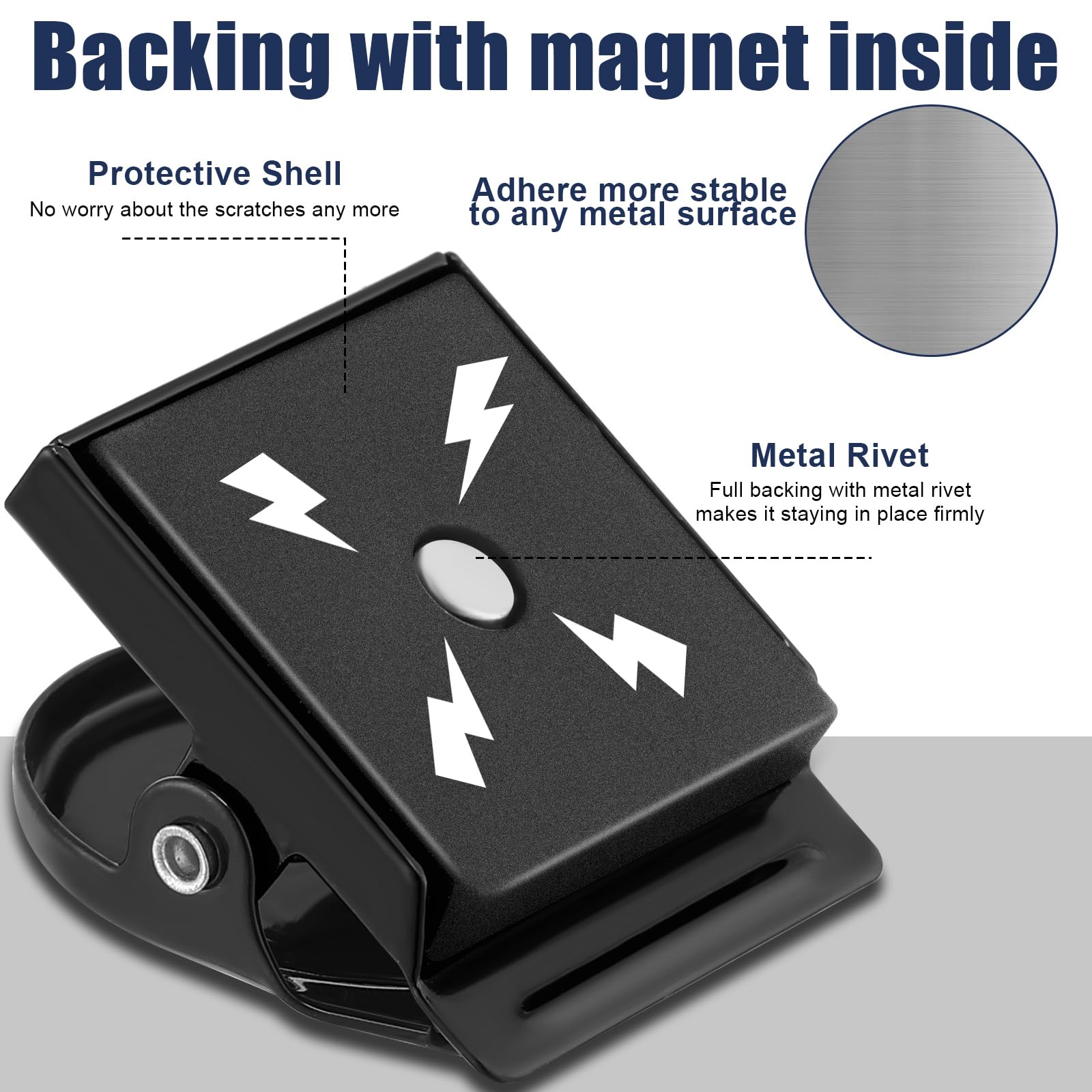 Tenceur Metall-Magnet-Clips, robust, für Kühlschrank, Whiteboard, Magnetclip für Büro, Klassenzimmer, Lehrer, Schule, Schließfach, Zubehör, Schwarz, 54 Stück
