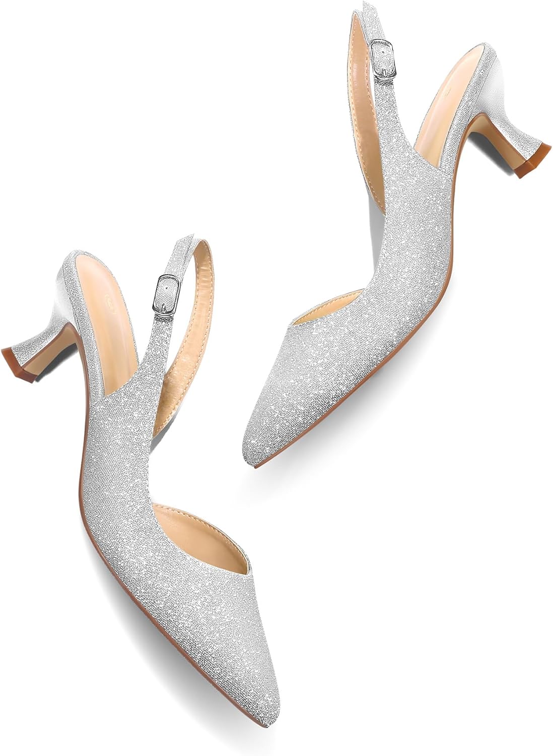 mysoft Women's Pumps Slingback Kitten Heels Pointed Toe Sexy Wedding Party Dress Pump Shoes - Image 5