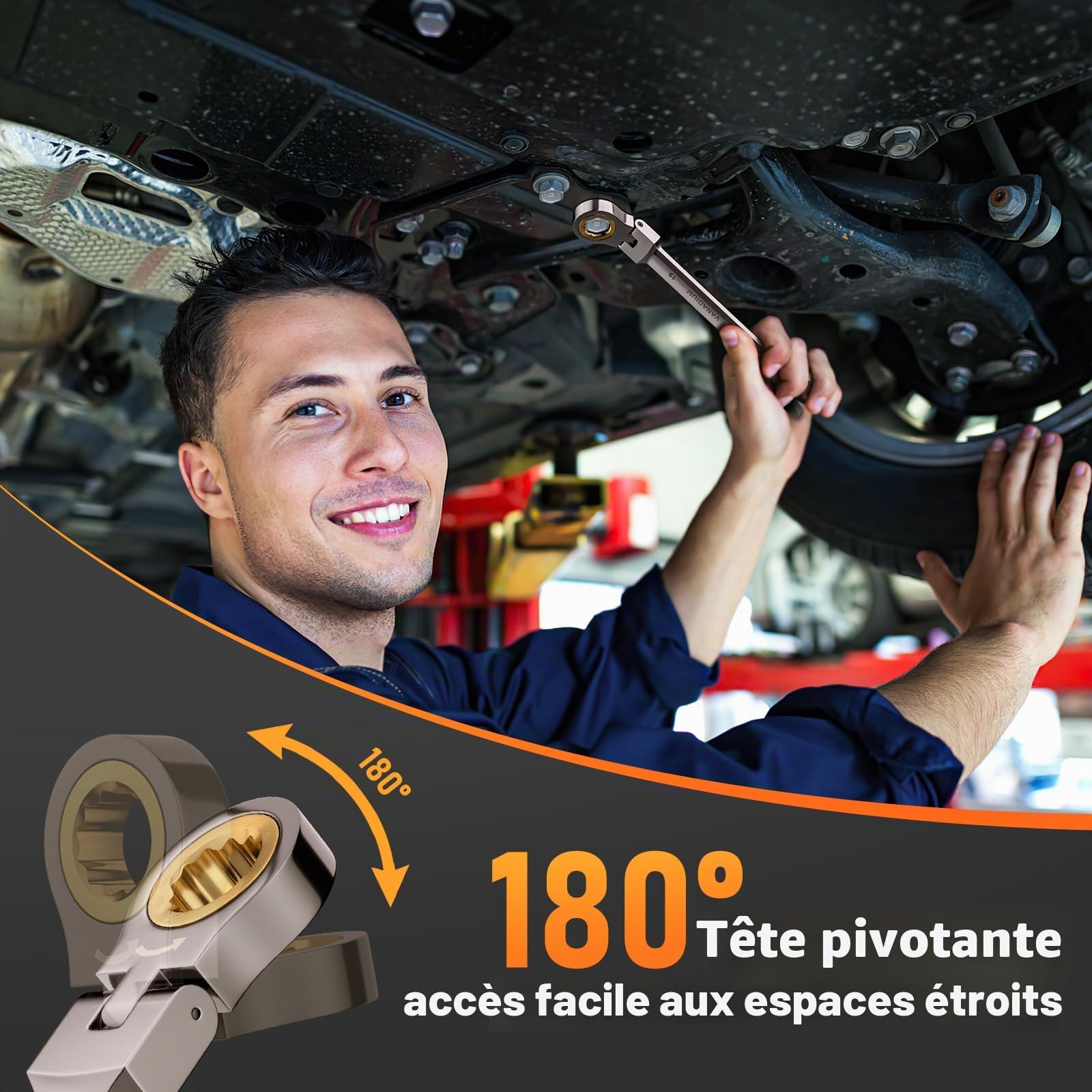 Lot de 8 clés à cliquet 72 dents, jeu de clés plates mixtes polygonales 8-19 mm métriques pour bricolage, vélo et automobile