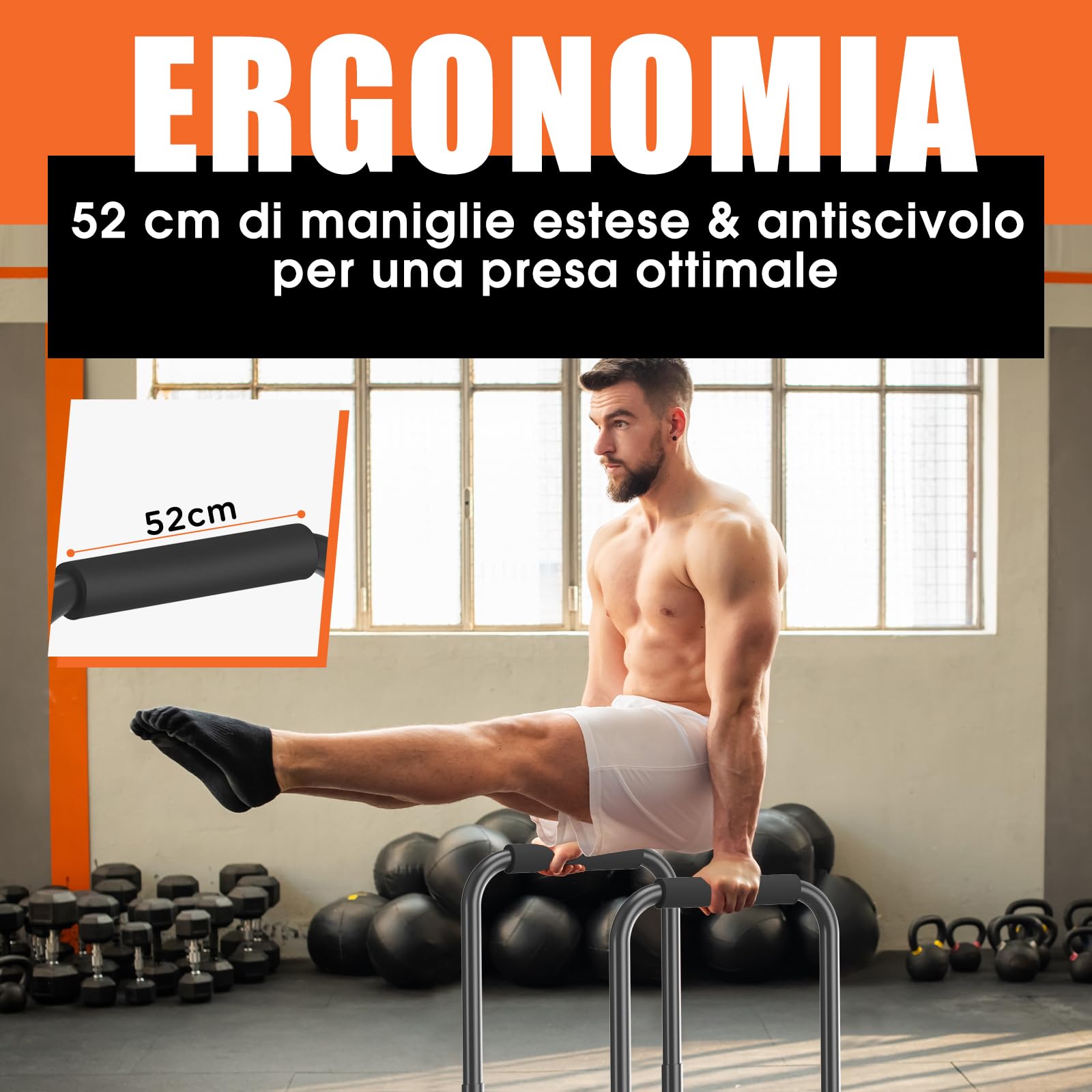 DH FitLife Dip Parallele Bars | Barre Parallele & Dip-Station Regolabile 80-90 cm | Parallettes per Calisthenics & Allenamento di Forza | Stabile & Sicura | Attrezzatura Fitness per Interni & Esterni