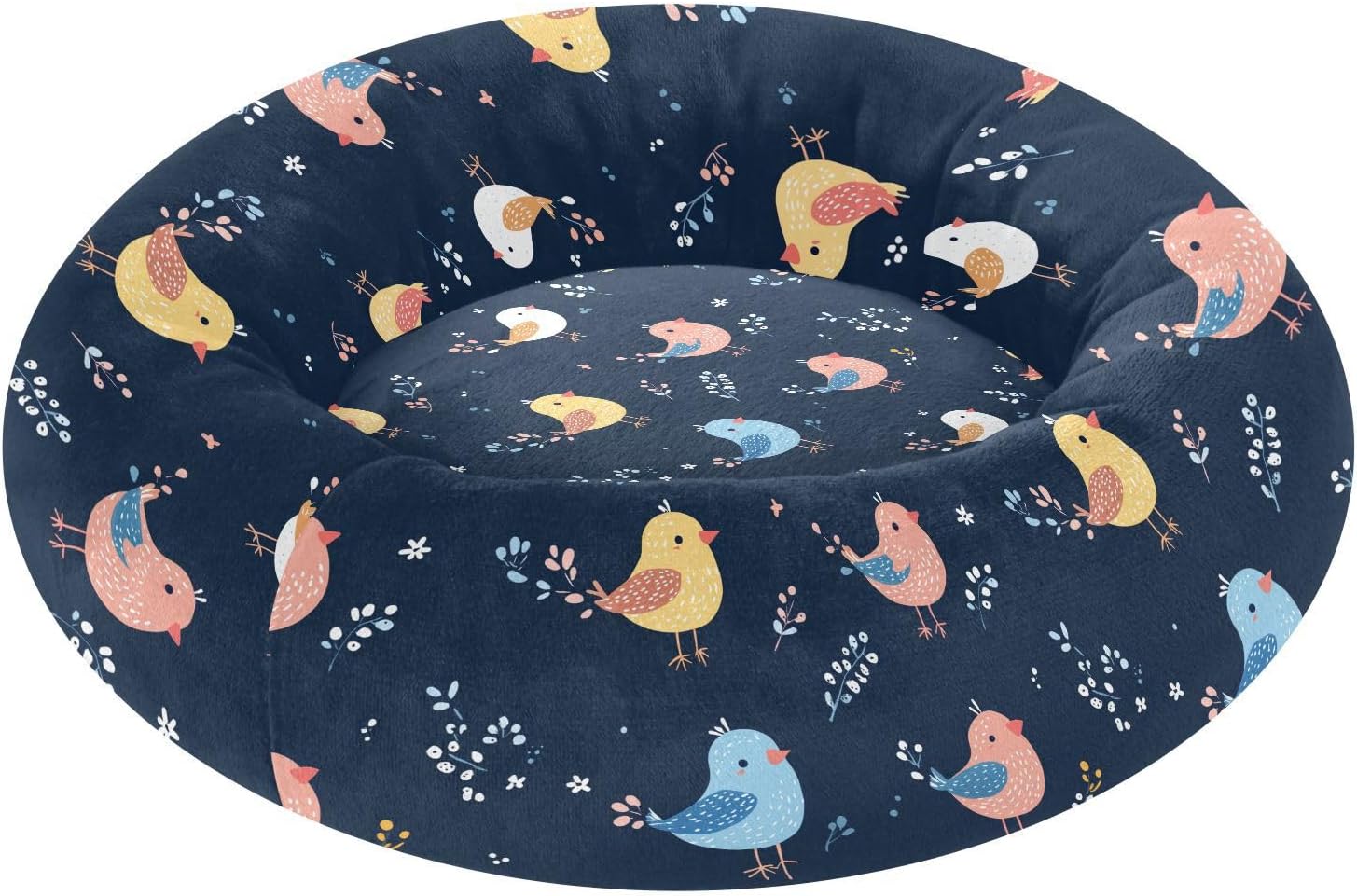 Pet Dog Beds Warm & Soft Fluffy Dog Pillow Bed for Medium Size Pets Sleeping M Cartoon Kawaii-Style Bird Navy Blue