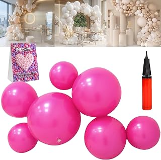 Reusable Latex Free Balloon Garland PVC Inflatable Arch Kit with Linked Balloons and Pump Reusable Balloon Garland Cluster for Birthday Wedding Celebration Party Backdrop Decor(Rose Red)
