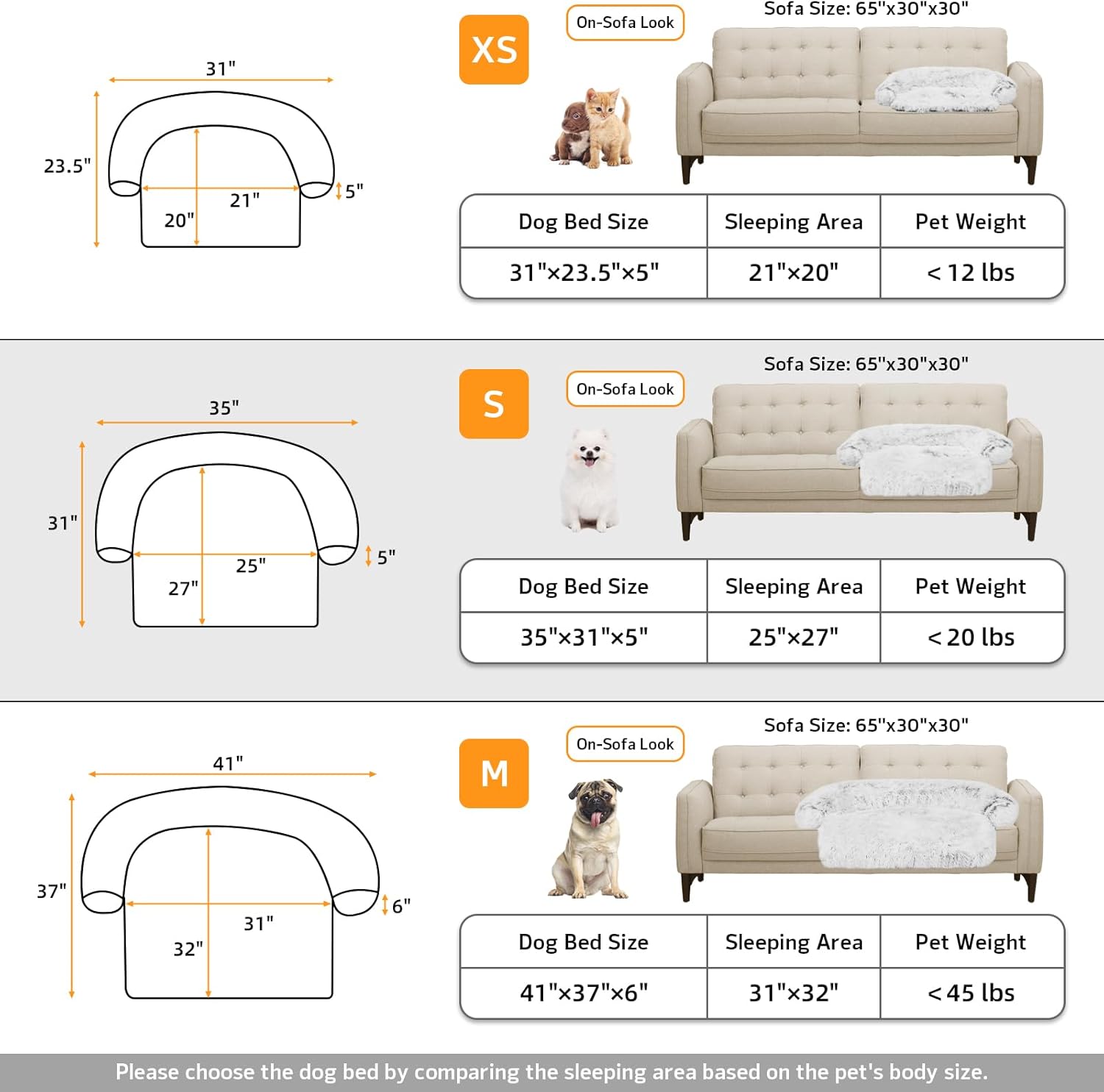 Calming Dog Bed Fluffy Plush Dog Mat for Furniture Protector with Removable Washable Cover for Large Medium Small Dogs and Cats (Small), Light Grey)