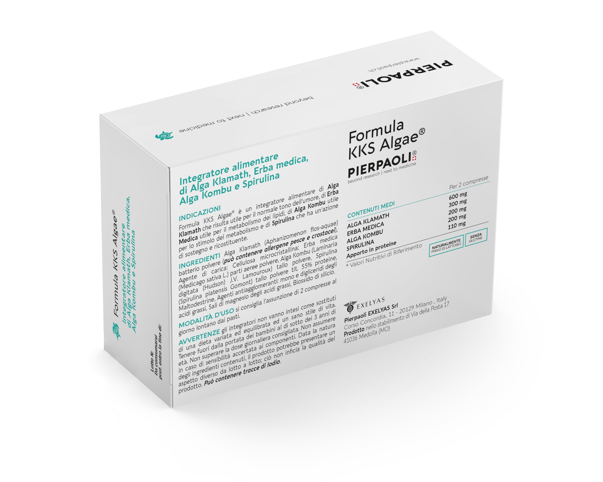 PIERPAOLI - Formulα KKS Algae: Confezione da 60 Compresse, Integratore con Alga Spirulina, Alga Kombu e Erba Medica