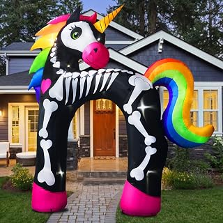 11Ft Halloween Inflatable Unicorn Arch Decoration, Giant Halloween Unicorn Inflatables with LED Lights for Lawn Garden Yard Outdoor Decoration