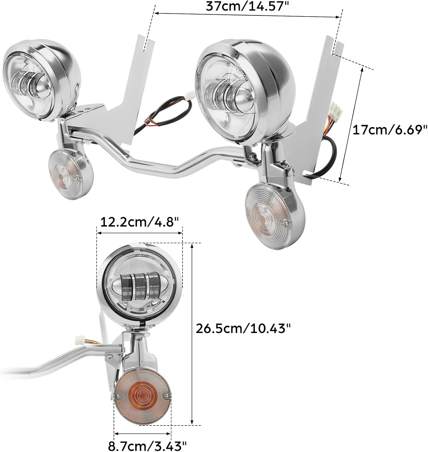 Green-L Passing Driving Spot Fog Light Lamp Turn Signals Fit for Harley Touring Road King Electra Glide 1994-2013 (w/Chrome Bar)