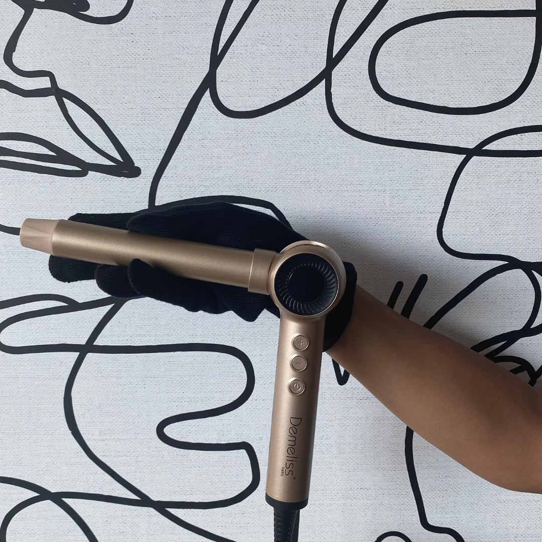 Demeliss Curl Power 25 mm – Arricciacapelli Pieghevole 180° con 10 Temperature, Schermo Digitale, Guanto Termoresistente e Cavo 2 m – Per Tutti i Tipi di Capelli
