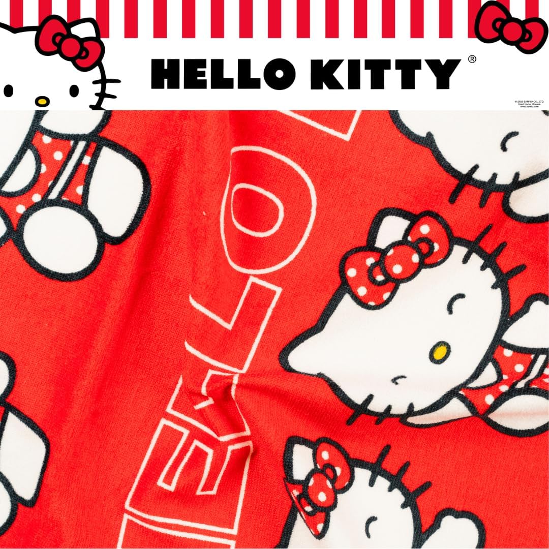 Franco Collectibles Sanrio Hello Kitty Red Super Soft Cotton Bath/Pool/Beach Towel, 70 in x 40 in, (Officially Licensed Product)