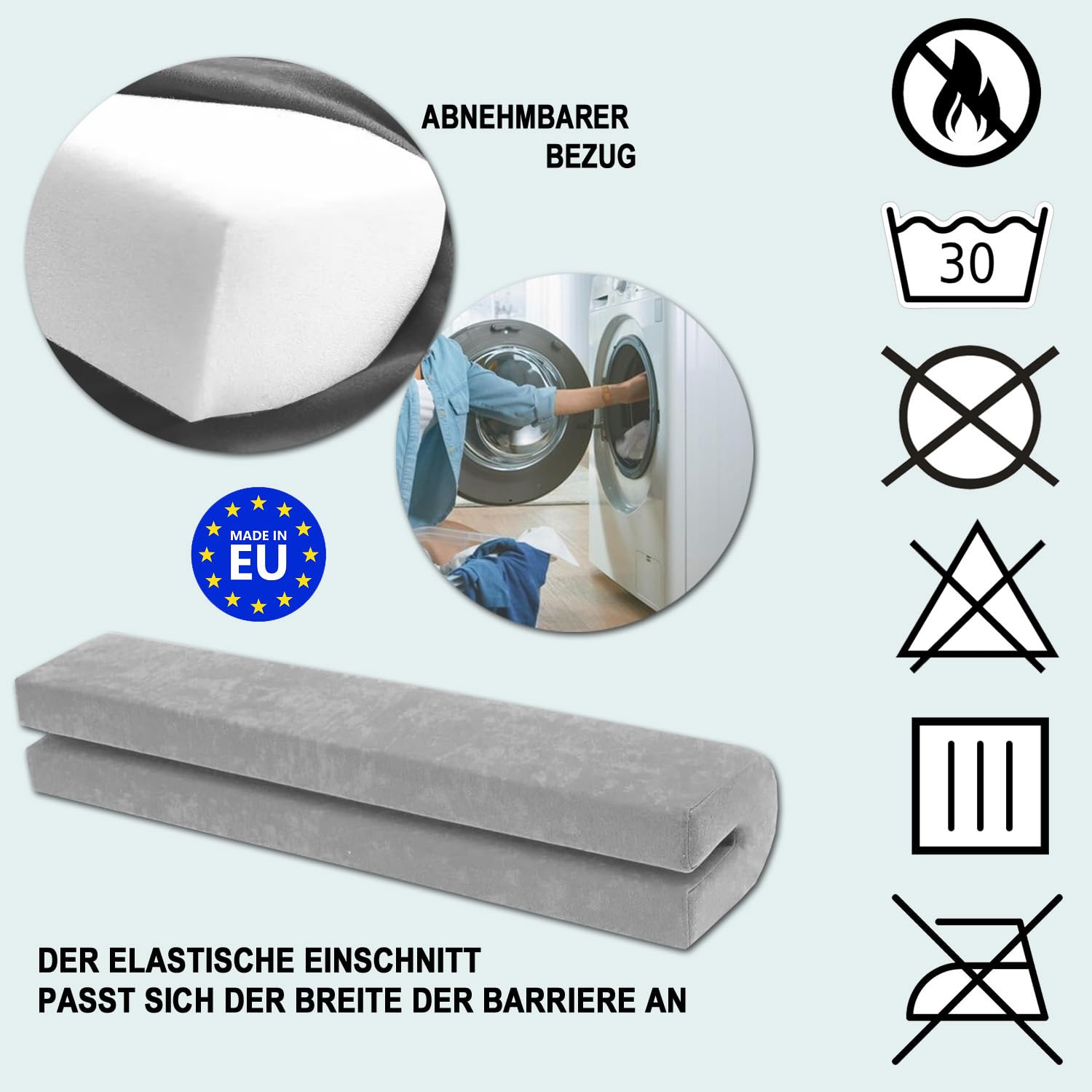 Bettkantenschutz für Kinderbetten Kissen für bettumrandung Rausfallschutz Abdeckung Kantenschutz für Babybett (BLAU Cord, 120cm)