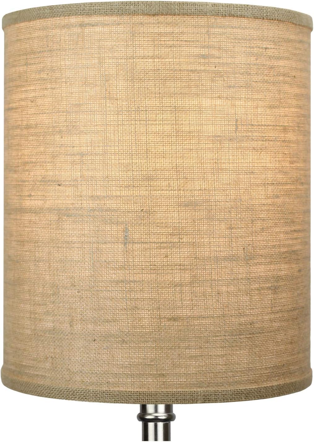 FenchelShades.com 12" Top Diameter x 12" Bottom Diameter 14" Height Cylinder Drum Lampshade USA Made (Burlap Natural)