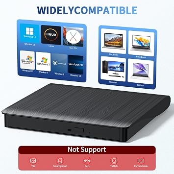 External Blu-ray Drive, Portable Blu-ray Player & CD DVD Burner USB 3.0 & Type-C BD/DVD/CD Reader, Plug and Play, Lightweight for Windows/Mac/Linux (2 in 1)