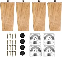INMOZATA Bútor Lábak Tölgy 10cm Négyzet Fa Bútorlábak 4db Csavarokkal Kanapéhoz Asztalhoz - 10cm, Natural 1
