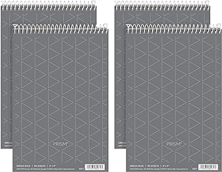 Prism Steno Books, 6" x 9", Gregg Rule, Gray Paper, 80 Sheets, Perforated, 4 Pack (80274)