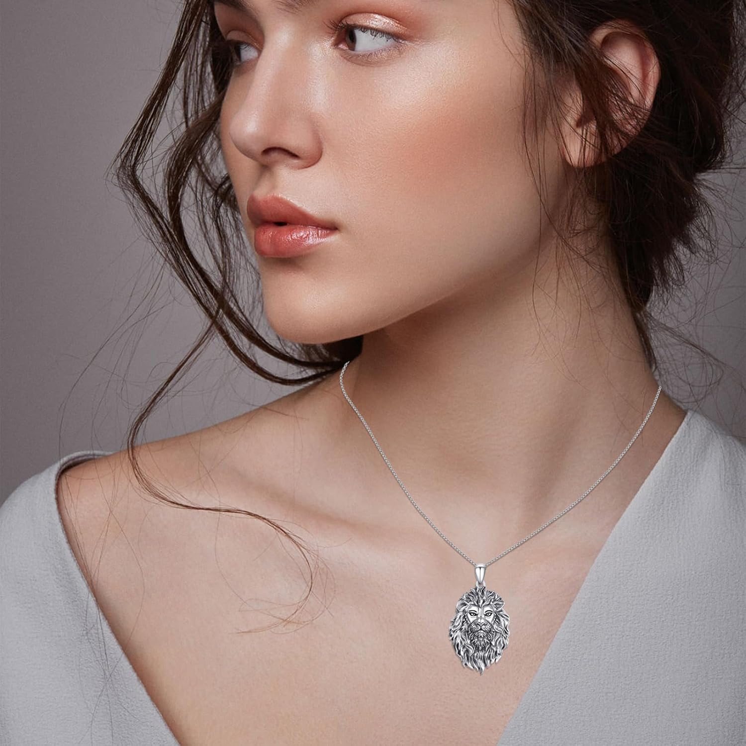 Cuoka Lion Necklace for Men Women S925 Sterling Silver King Retro Punk Gothic Hip Hop Rock Animal Lion Head Pendant Charm Jewelry Chain Necklace Viking Protection Amulet Necklaces - Image 6