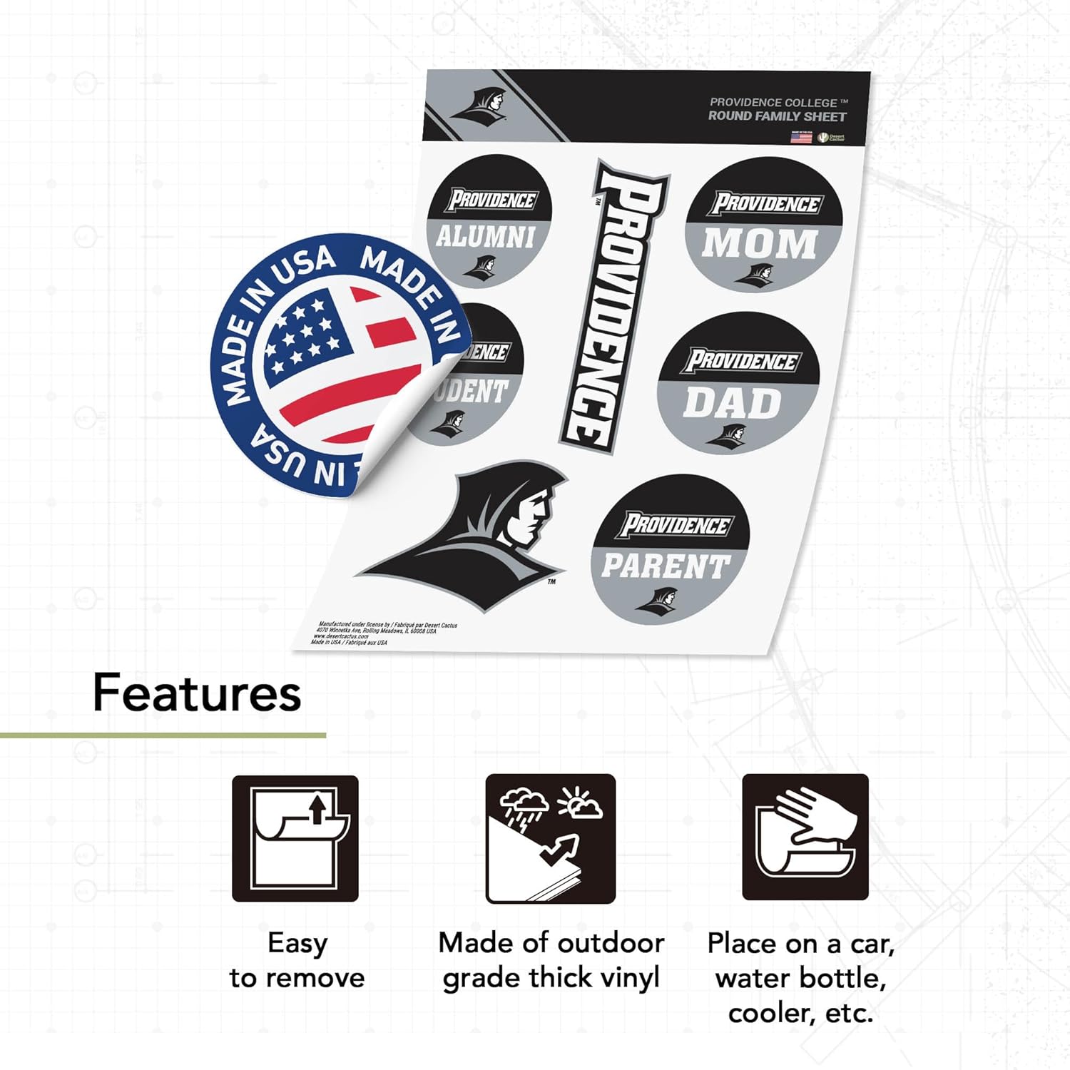 Desert Cactus Providence College Sticker Friars PC Vinyl Decals Laptop Water Bottle Car Scrapbook (Round Family) - Image 2