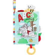 Kids Preferred Disney Baby Winnie The Pooh Deluxe Soft Book Abcs with Pooh On-The-Go Sensory Books for Babies with Crinkle Pages and BPA Free Teether