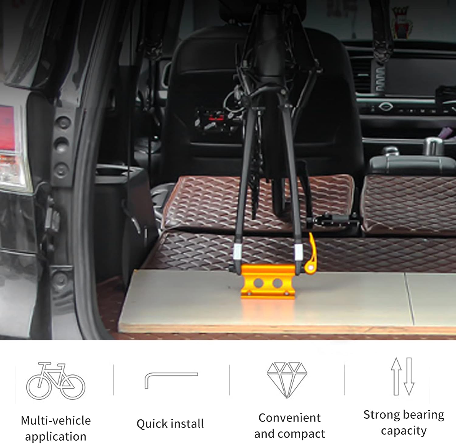 Quick Release Fork Mount, Carrier Rack Car Roof Truck Bed Storage for Carrying and Indoor Parking (Yellow)