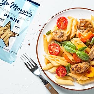 Yo Mama's Foods High Protein High Fiber Penne Pasta | (3) 10.6 Ounce Bags. | Plant Based, Low Glycemic, and Gluten Free with Clean Ingredients