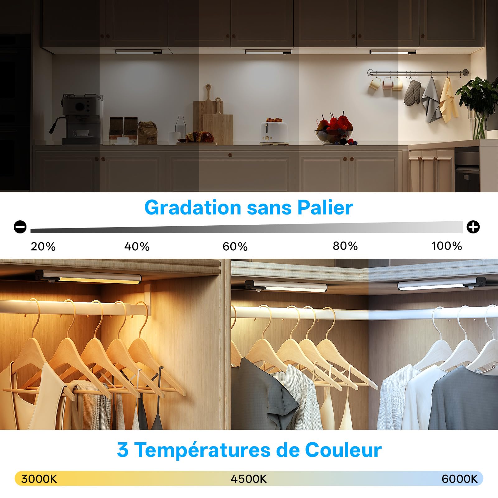 LED Cuisine Sous Meuble, Lumière Détecteur de Mouvement Intérieur