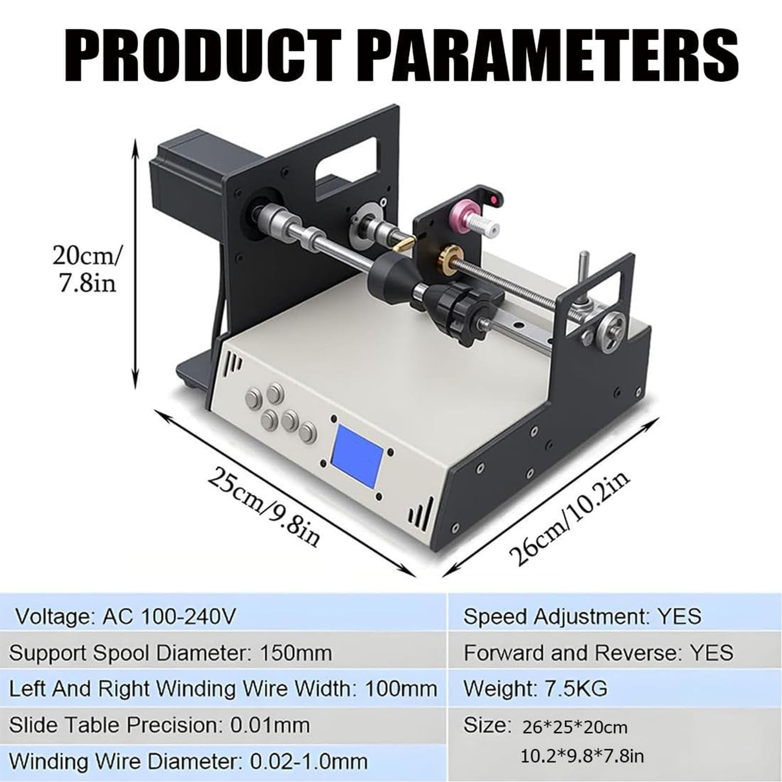 Automatyczna Maszyna Do Nawijania Cewek Cnc, Szybka Nawijarka Drutu 900rpm | Nawijarka Kabli do Wzmacniaczy Lampowych, Precyzja 0,01mm, Silnik o Momencie 2,3nm, do Transformatorów, Dławików i Cewek