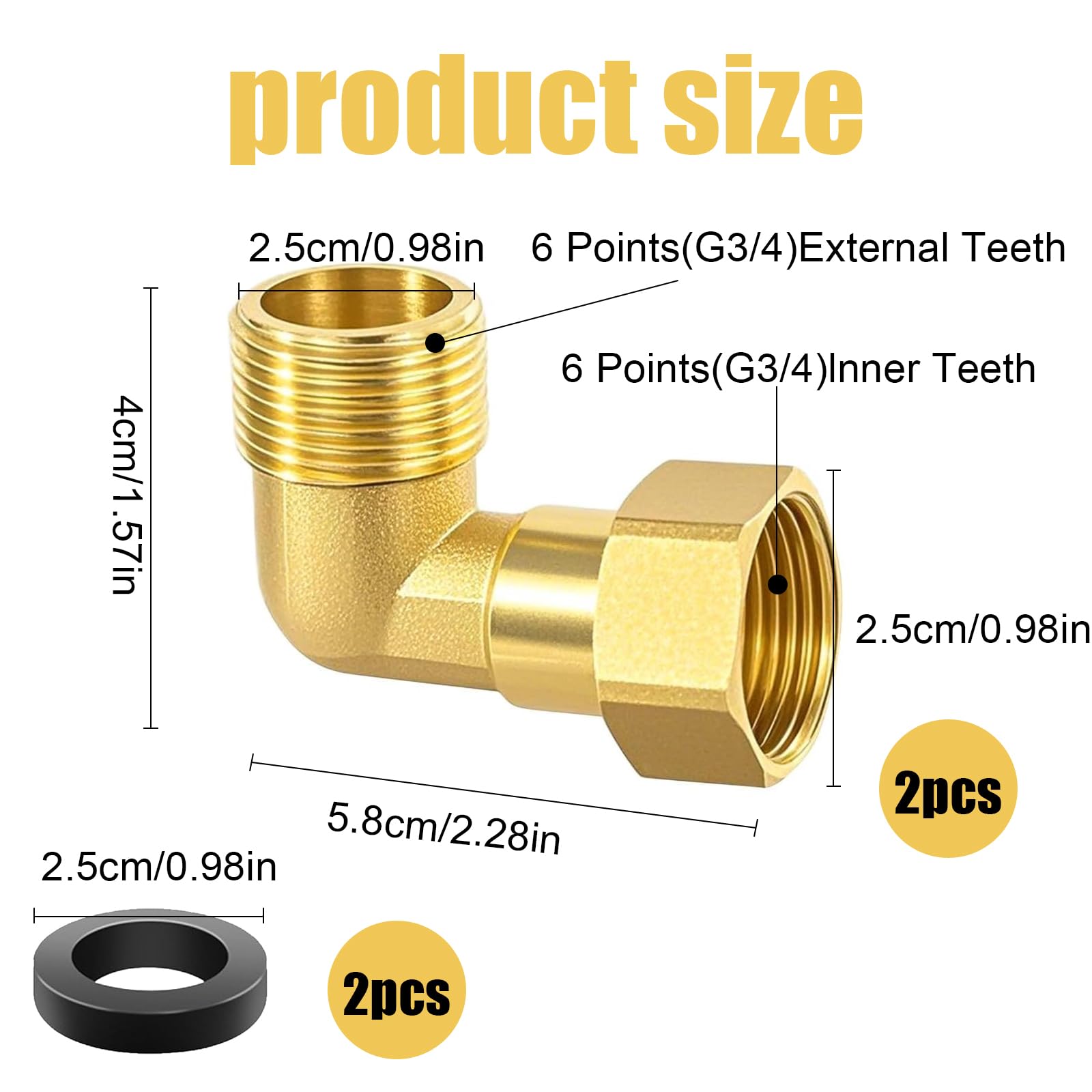 Raccord Coude 90° En Laiton 3/4 IG/AG - 2 Pièces Avec Joint Silicone Pour Tuyauterie, Chauffage, Climatisation Et Pompe