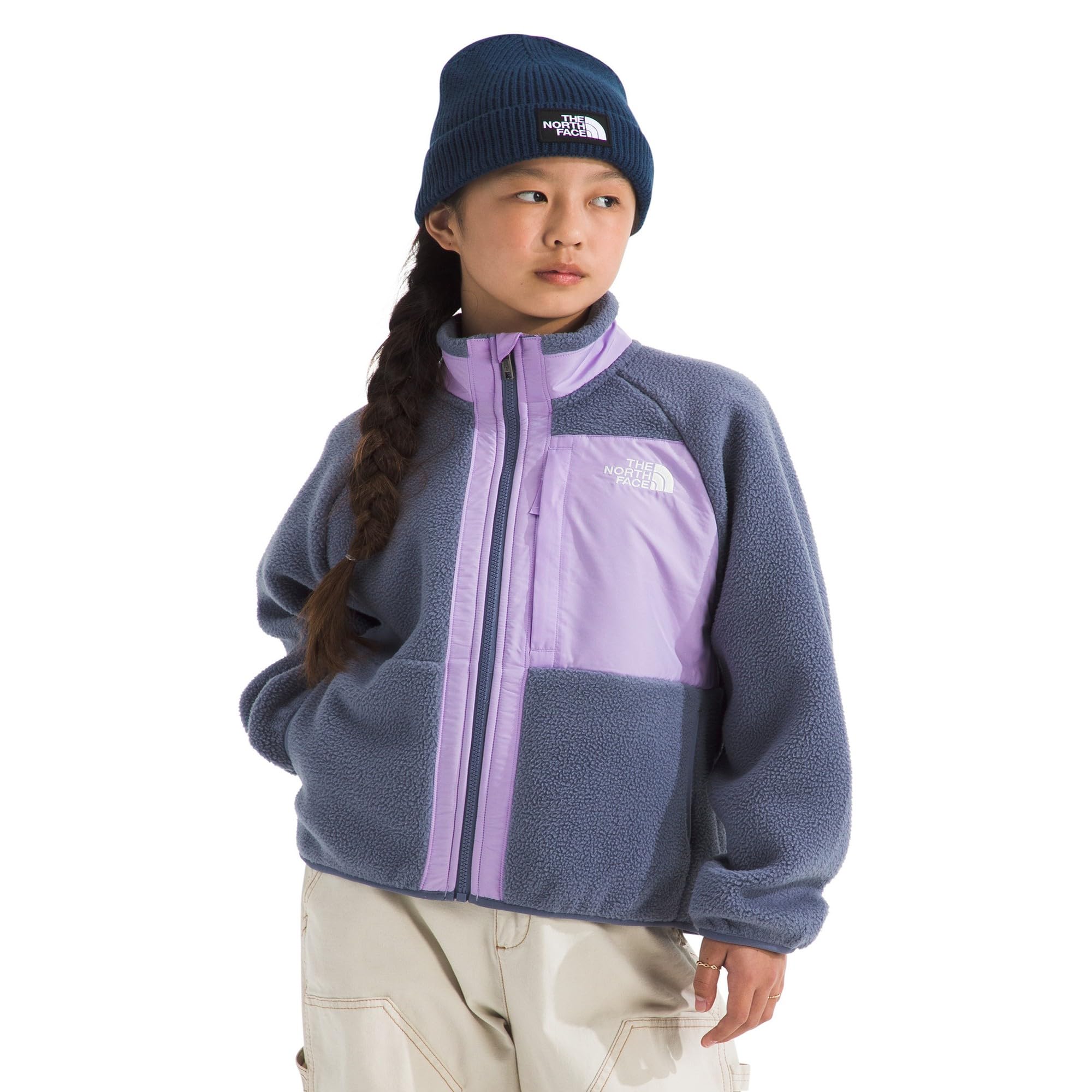 THE NORTH FACE Girls' Yumiori Full Zip Jacket | Lightweight Fleece Coat, Embroidered Logo & Secure Zip Chest Pocket