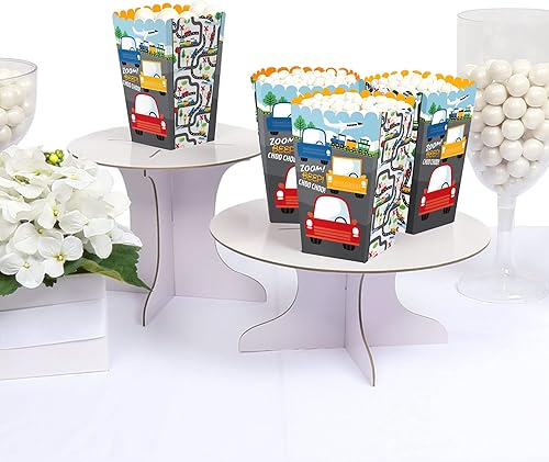 Miniatura 3 de Big Dot of Happiness Carros, trenes y aviones - Cajas de palomitas de maíz para fiestas de cumpleaños de transporte, juego de 12