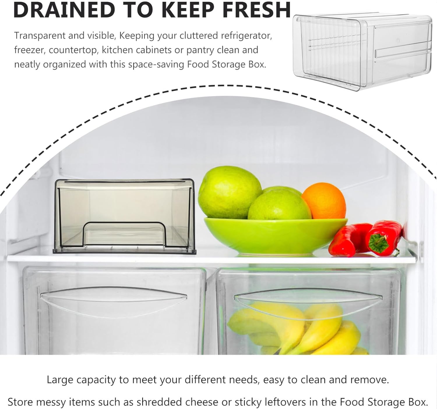 Angoily Stackable Refrigerator Organizer Box Drawer Plastic Storage for Fruits Vegetables and Snacks Easy to Clean Space-saving Design for Kitchen and Pantry