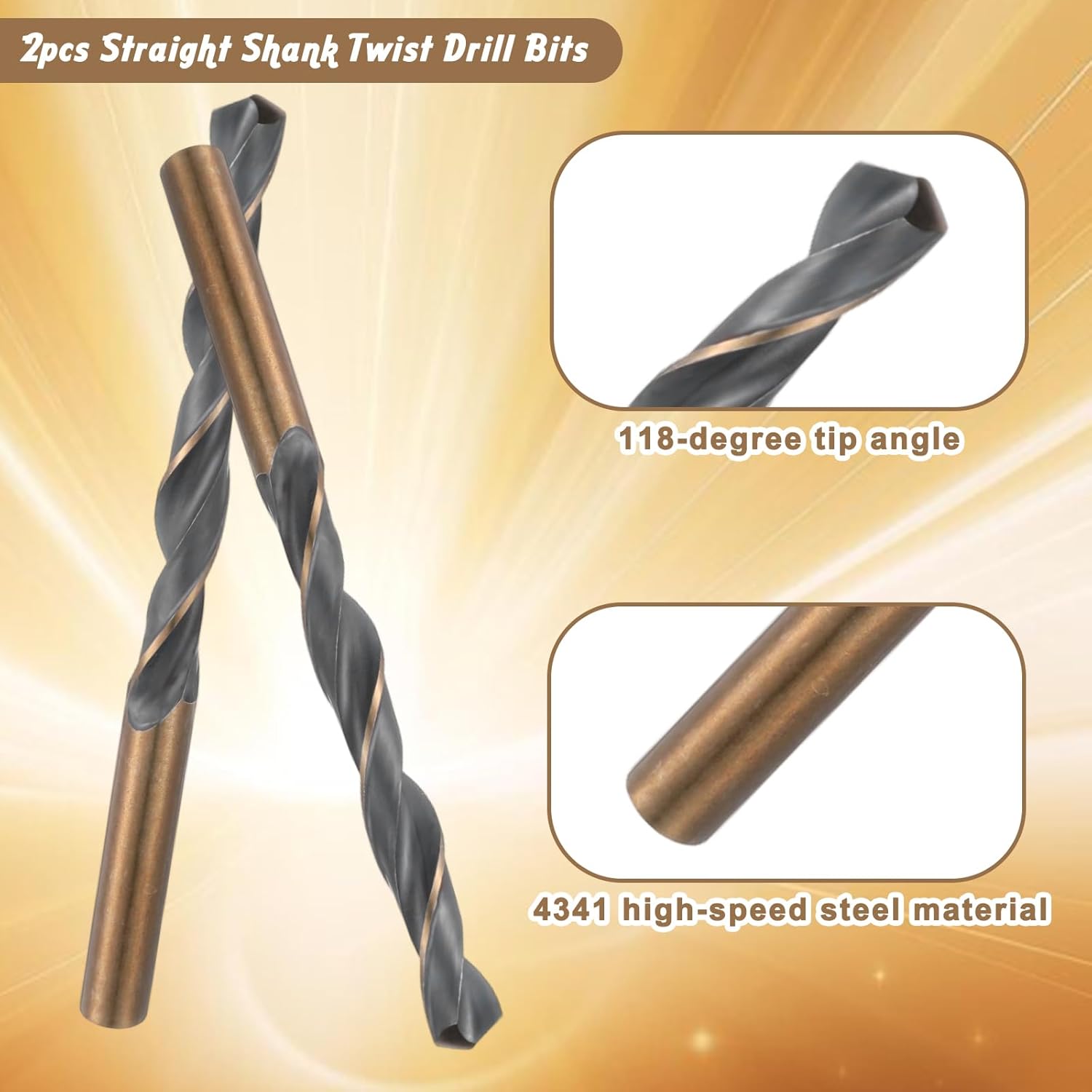 2pcs Cobalt Drill Bits Straight Shank 8mm Drill Bit High-Speed Steel Twist Drills Bits for Copper Stainless Steel Alloy Metal