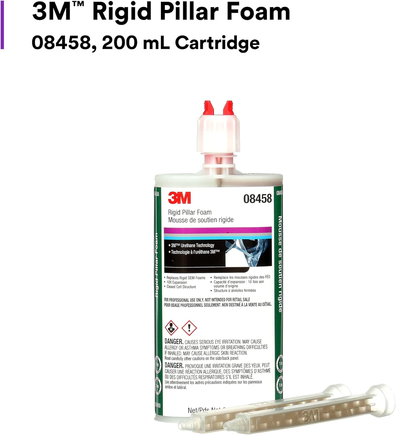 3M Rigid Pillar Foam 08458, Urethane, High Performance, Expanding, 200 mL Cartridge