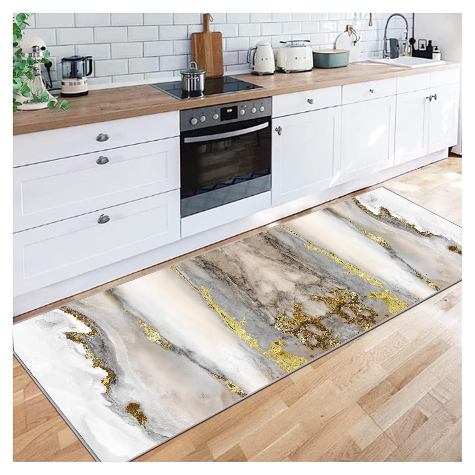 Tapis Cuisine Devant Evier Absorbant 120x410cm Multicolore Abstrait Tapis de Passage Long Antidérapant Lavable Doux Tapis Moderne Tapis de Porte Intérieur Salon Tapis de Sol