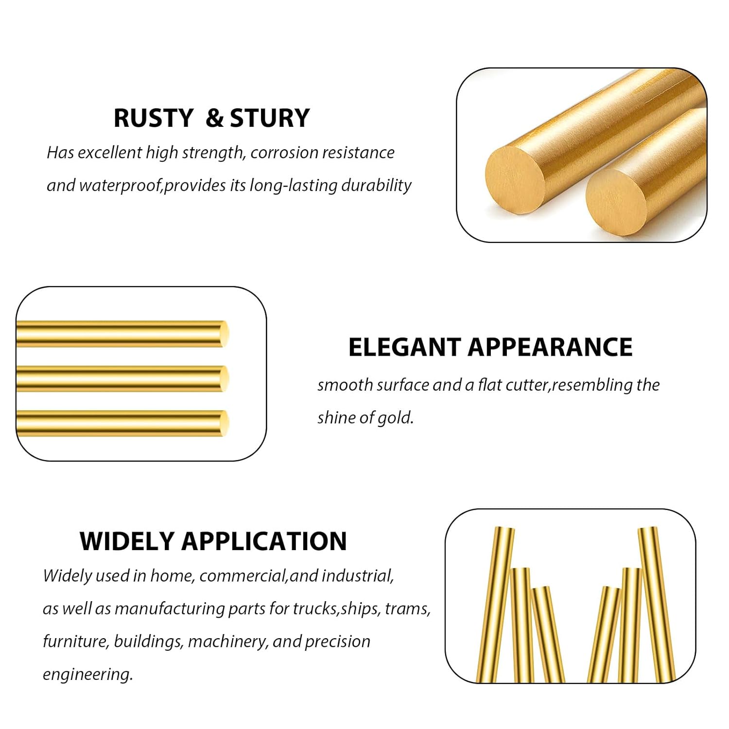 12 Pack Brass Rods 1/8” x 12”,ROMXECZ Brass Solid Round Rod Bar, Brass Pins for Knife Handles Scales,for Hardware,Novelty,DIY Crafting,Hobby,Model Car Plane Boat Ship(12pcs)