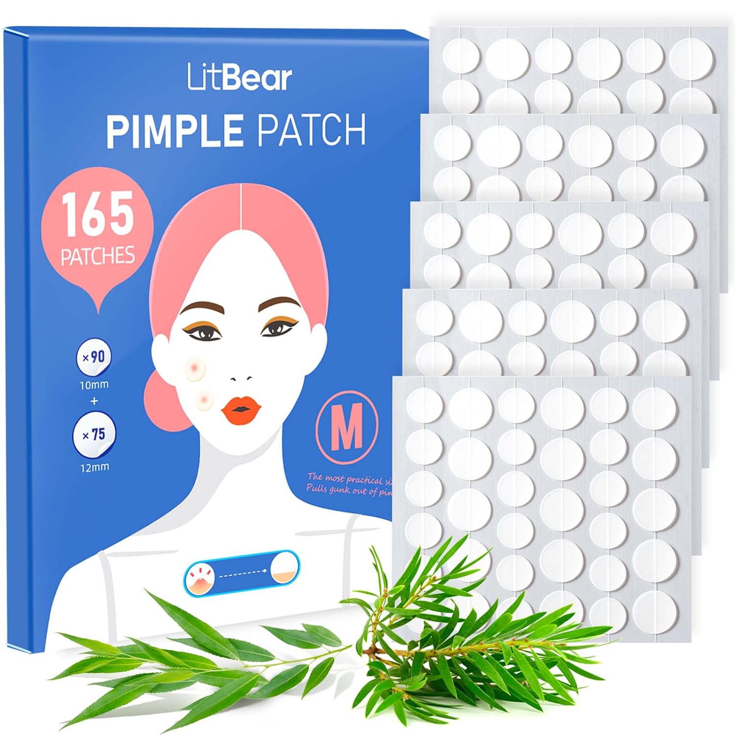 LitBear Acne Pimple Patch (165 Count), Strong Adsorption