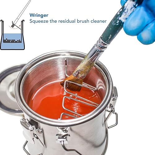 Miniatura 2 de Arandela de pincel, limpiador hermético de cepillo de acero inoxidable para pintura al óleo acrílico, arandela de cepillo con cuentas de limpieza y