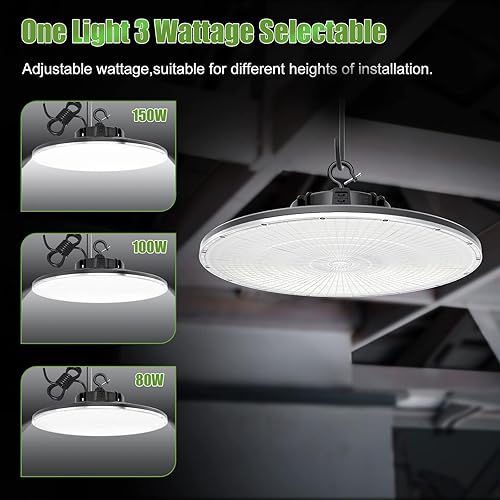 Miniatura 10 de Luz de bahía alta, luz LED UFO de 240 W 36000 lm (equivalente a 1000 W HIDHPS) Listado ULDLC, 0-10 V regulable, cable de 6 pies, 5000 K, IP65