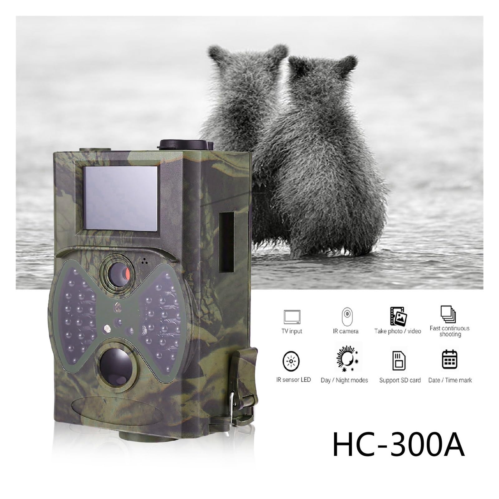 Kamera leśna, Kamery Dzikiej Przyrody 16MP 1080P Noktowizor Na Podczerwień Nadzór Bezprzewodowa Kamera Myśliwska Obserwacyjna HC300A Fotopułapka