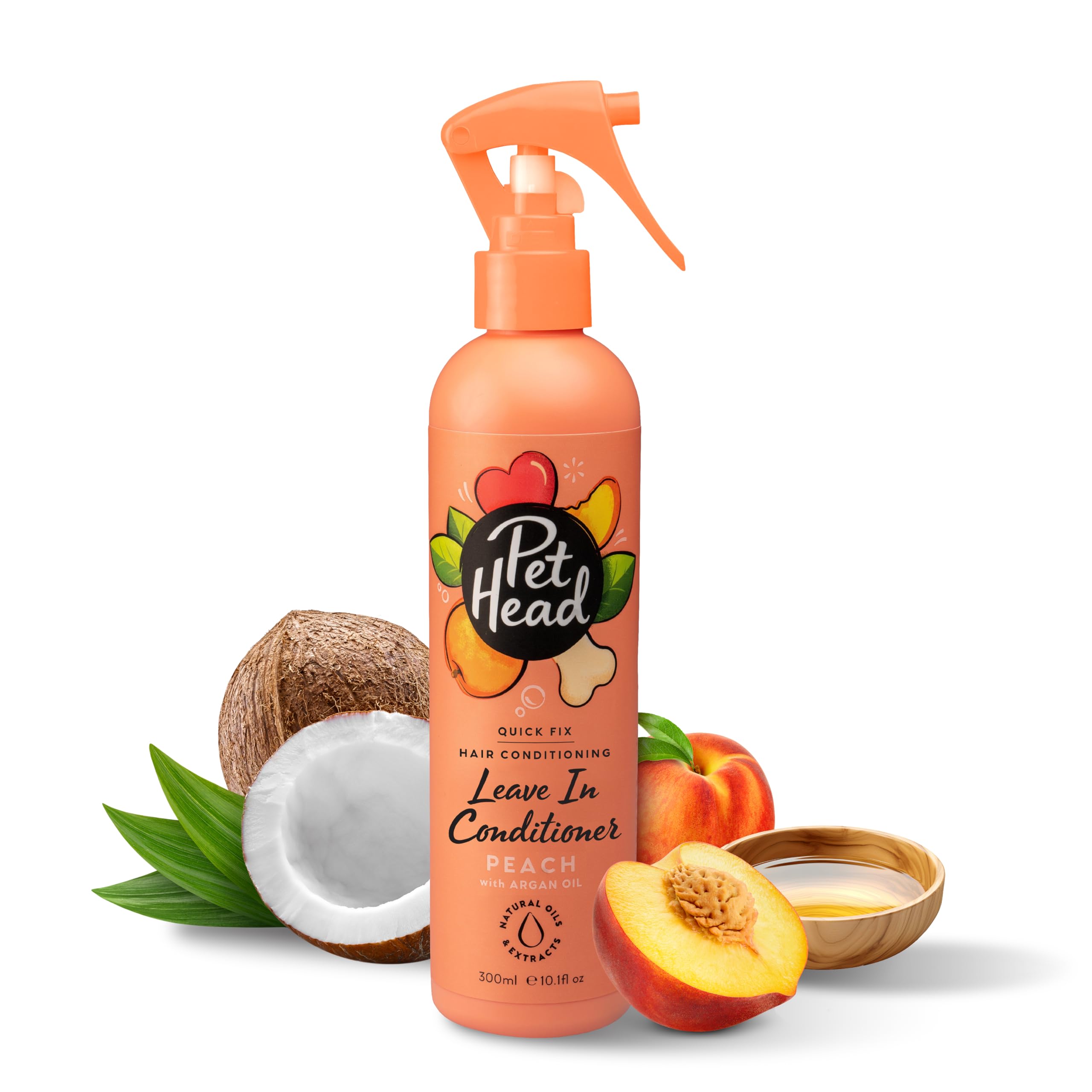 Pet Head Quick Fix Leave-in Conditioner Spray for Dogs | Peach Scent | Repairs, Detangles and Softens Fur | Detangling Spray | for Grooming Wet or Dry